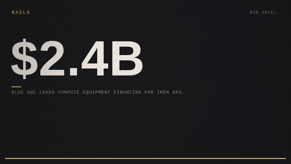 Blue Owl leads $2.4B compute equipment financing for IREN GPU expansion