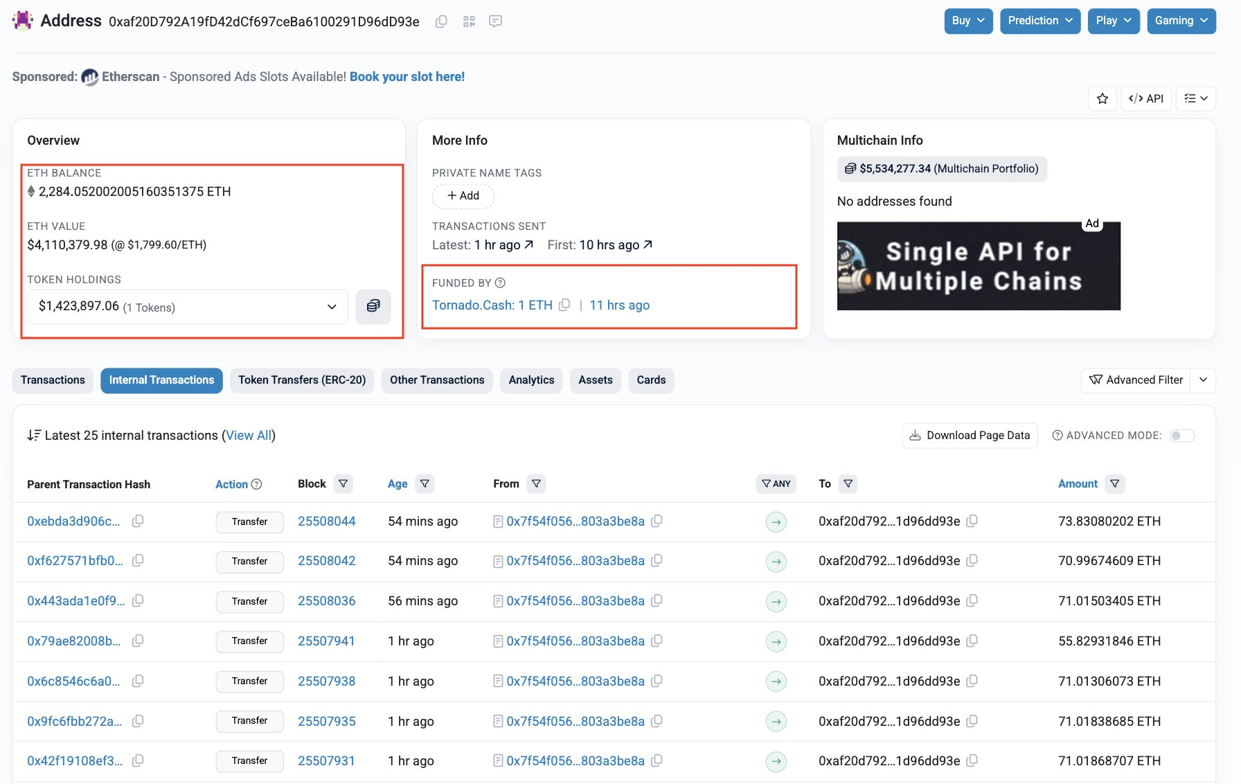 PeckShield's alert tracking the bridged funds