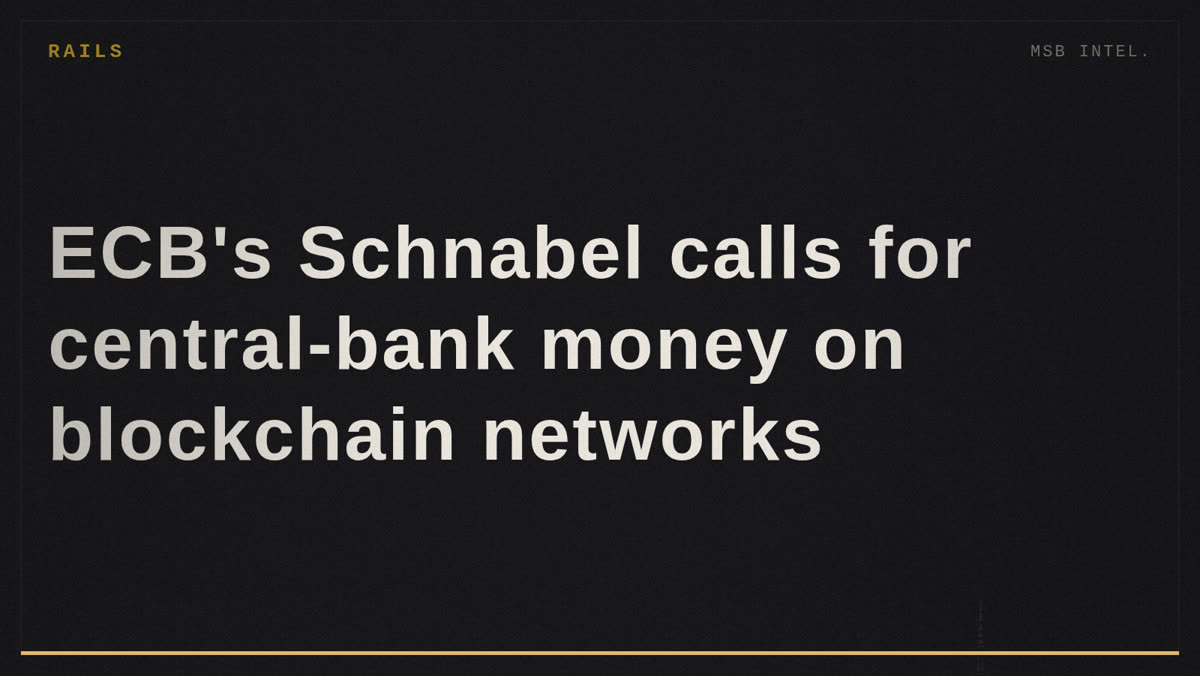 ECB's Schnabel calls for central-bank money on blockchain networks