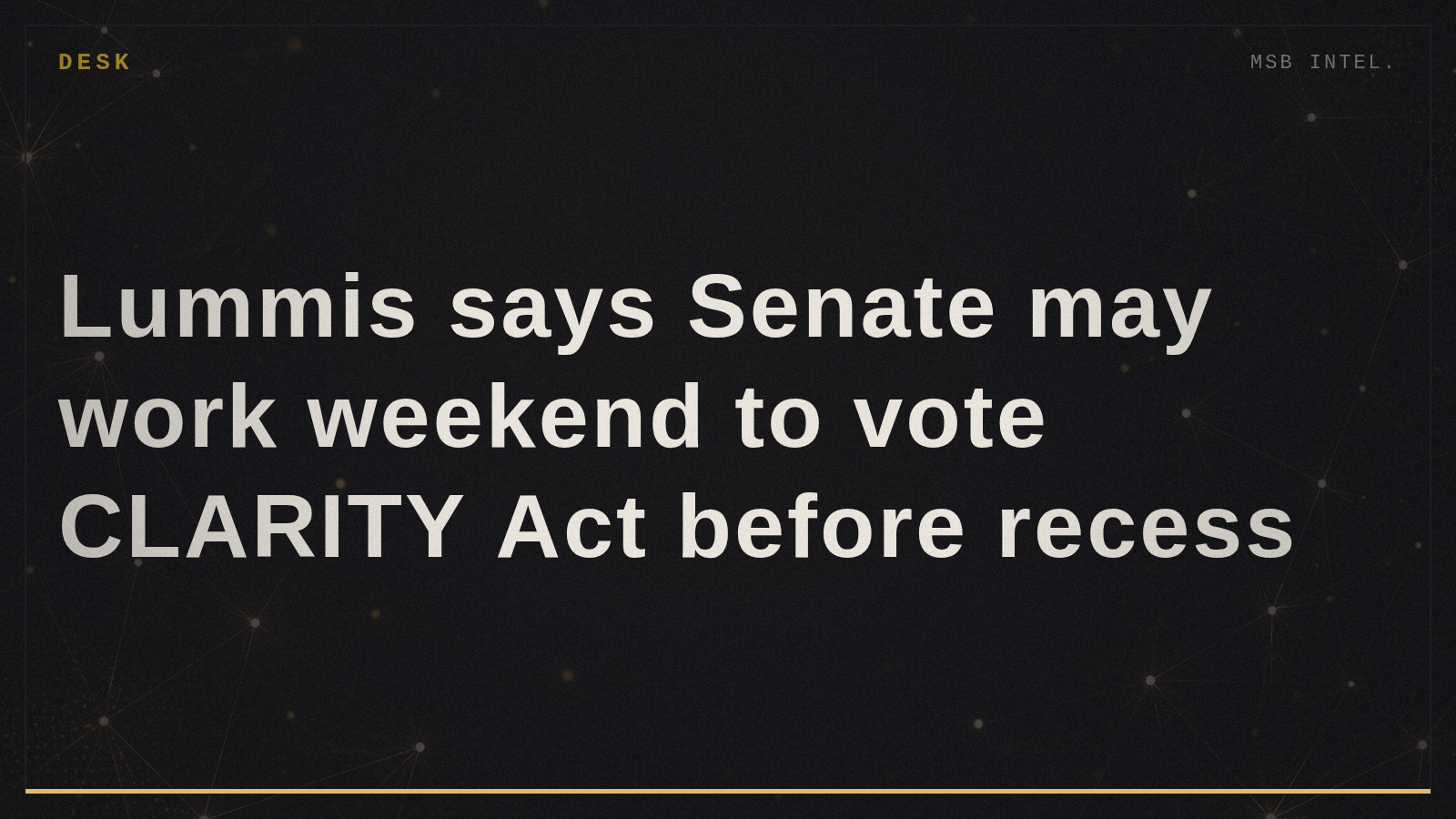 Lummis says Senate may work weekend to vote CLARITY Act before recess