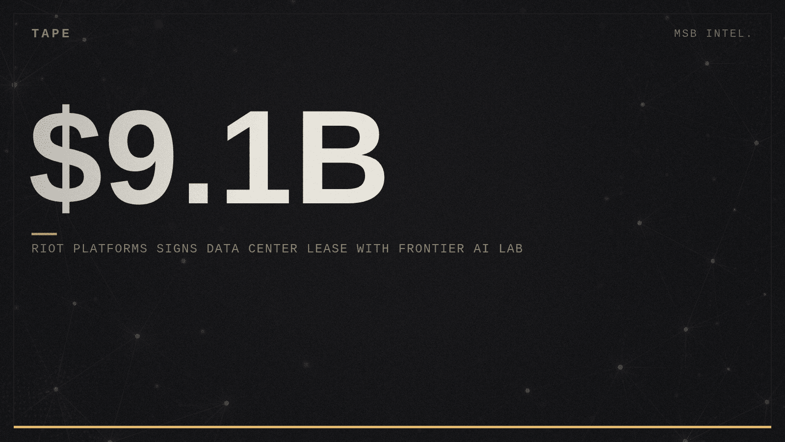 Riot Platforms signs $9.1 billion data center lease with frontier AI lab