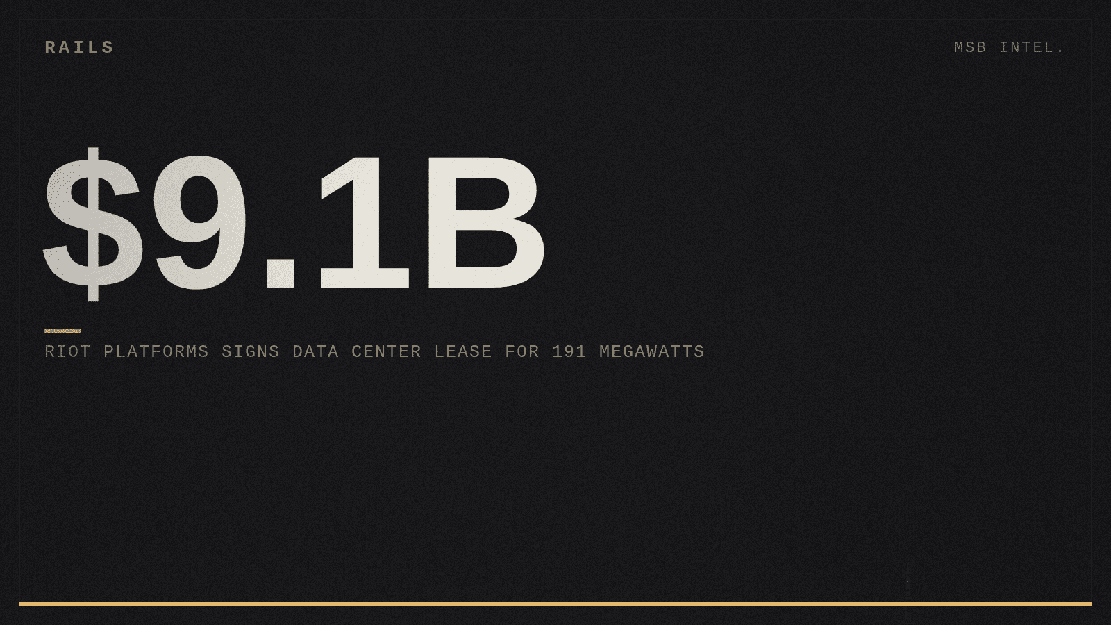 Riot Platforms signs $9.1B data center lease for 191 megawatts