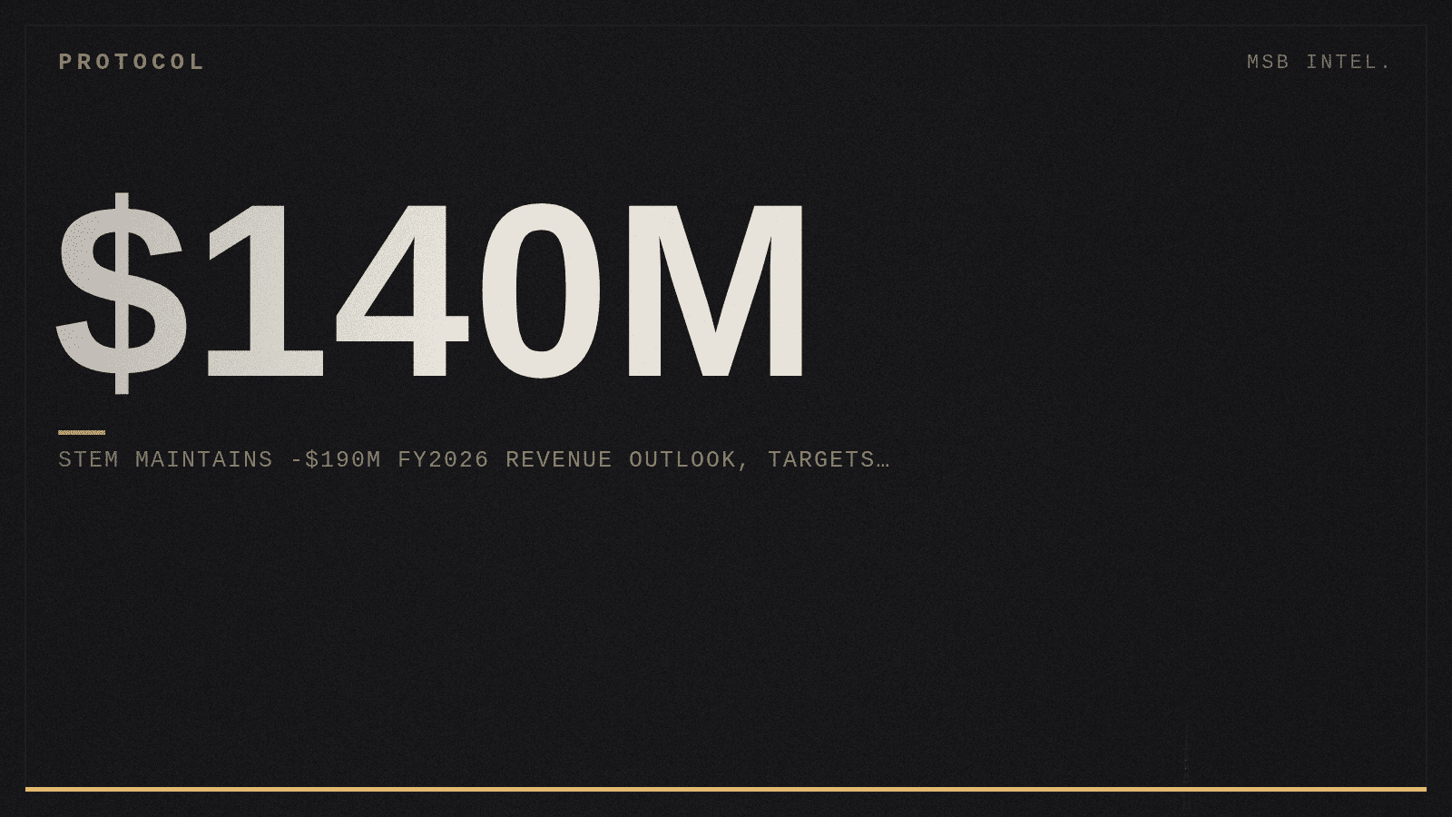Stem maintains $140M-$190M FY2026 revenue outlook, targets EBITDA high end