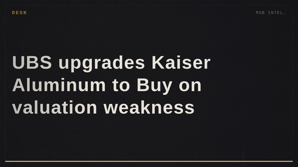 UBS upgrades Kaiser Aluminum to Buy on valuation weakness