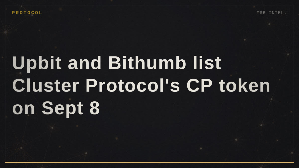 Upbit and Bithumb list Cluster Protocol's CP token on Sept 8